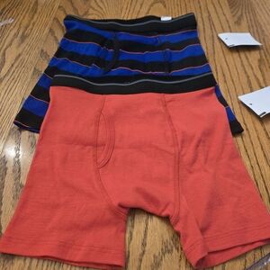 Set Of 2 Place Red and Navy Blue With Stripes Boxer Briefs For Boys